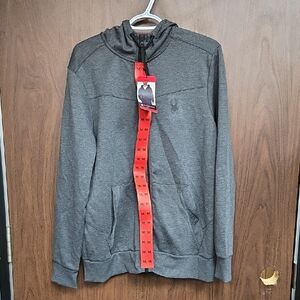 Spyder Size M Dark Grey Full Zip Active Hoodie